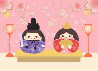 ３月 ひな祭り 桃の節句 桜 お雛さまのイラスト 