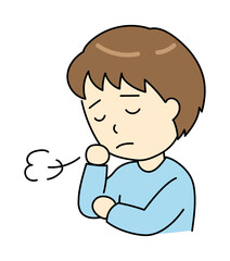 頬杖をついてため息をつく若い男性