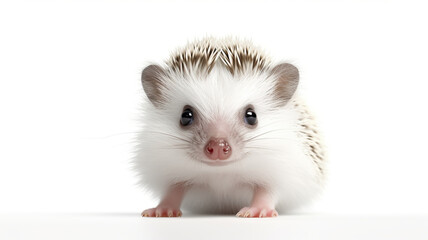 Adorable close-up of a baby hedgehog isolated on a white background