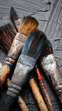 Artist's Old Brushes close-up