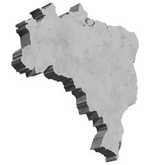 Concrete in the form of a map of Brazil map. Transparent background PNG