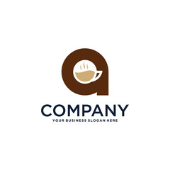 letter a logo design with coffee