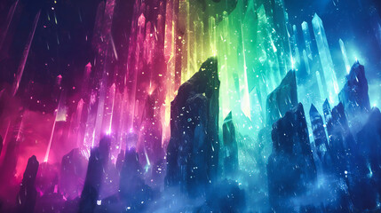 Cosmic Neon Dreams: Abstract Background with Glowing Lights and Colors, Perfect for Futuristic and Fantasy Themes