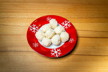 Various homemade cookies from the Christmas bakery on a small plate.