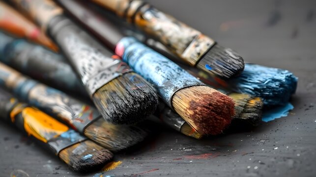 Artist's Old Brushes close-up