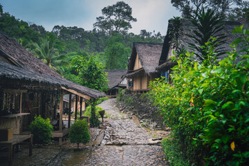 Fototapeta na wymiar Rainy Banten Village View from the Baduy, Java Indonesia