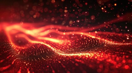 Abstract high-tech background for presentations and websites. Big data background with glowing dynamic lines, binary code. Futuristic neon stripes.