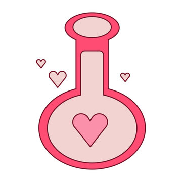 Love potion in a bottle. Alchemy elements