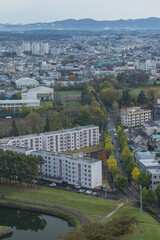 日本　北海道函館市にある五稜郭タワーから見える街並み