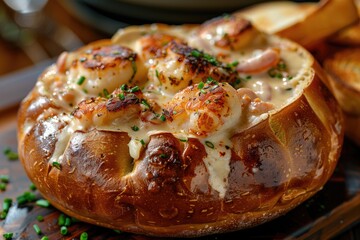 clam chowder bread bowl professional advertising food photography