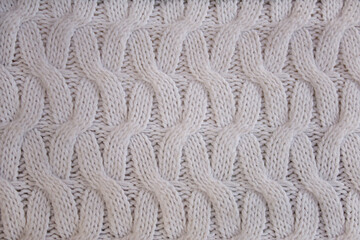 White knitted background and texture with copy space
