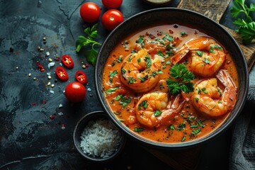 a bowl of seafood soup professional advertising food photography