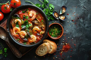 a bowl of seafood soup professional advertising food photography