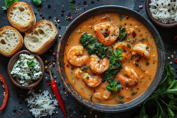 a bowl of seafood soup professional advertising food photography - obrazy, fototapety, plakaty