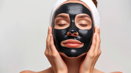 Woman Peeling Off Black Facial Mask