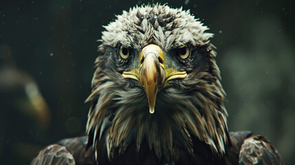 Obraz premium Intense Bald Eagle Portrait with Raindrops