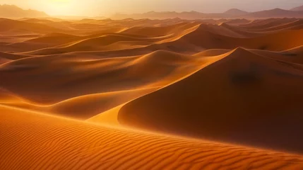 Poster Majestic Sand Dunes in Desert at Sunrise © romanets_v