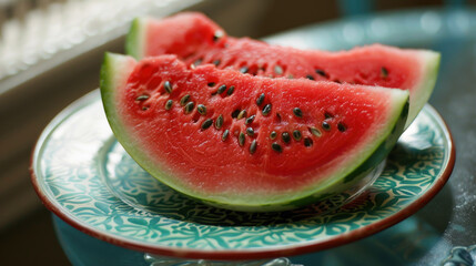 Freshly Sliced Watermelon on a Plate