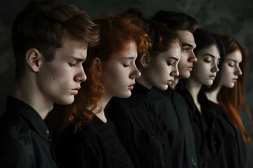 Fotobehang group of people in black © TatiSH