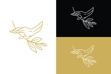 illustration of a hand and leaf 