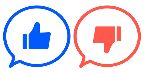 青色と赤色｜グッドマークとバッドマークの吹き出し