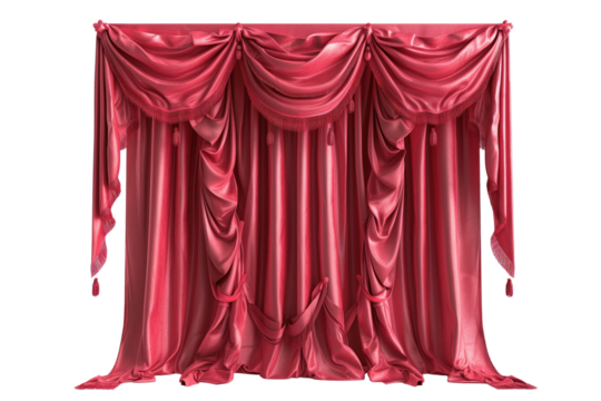  Elegant Red Velvet Stage Curtains with Luxurious Drapes and Tassels