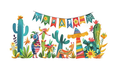 Cinco de Mayo Celebration Banner Brimming with Festive Typography Isolated on Transparent Background PNG.