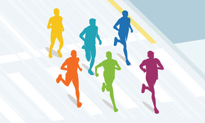 Great elegant vector editable birdeye view of  marathon runners design for your marathon championship event	