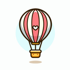 Obraz premium cute hot air balloon cartoon icon illustration