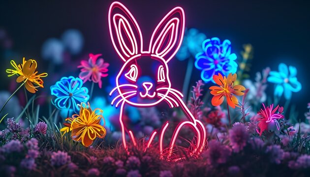 easter bunny with flowers glow in the dark