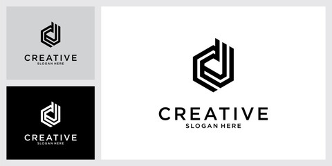 D or DD initial letter logo design vector