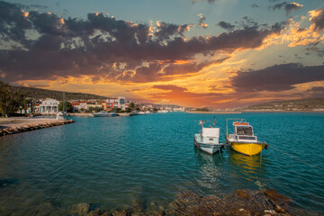 Fototapeta premium Turkey - Izmir -Çeşme District; Sunset at Alaçatı beach.