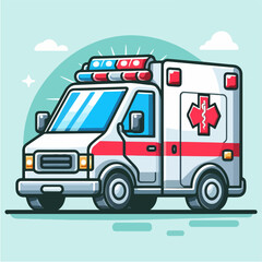 medical ambulance car cartoon icon illustration