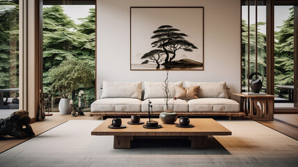 japanese design interior of a living room in a modern home