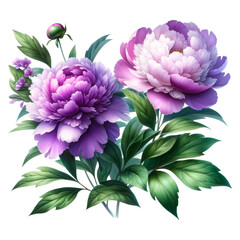 Watercolor Peony Flowers PNG