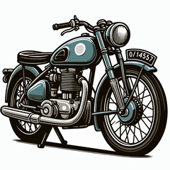 rare old classic motorcycle cartoon icon illustration