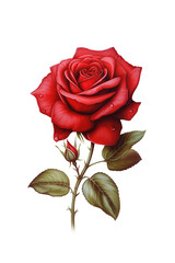 Fototapeta premium Digital illustration of vibrant red roses with fresh dew drops, perfect for romantic or botanical themes.