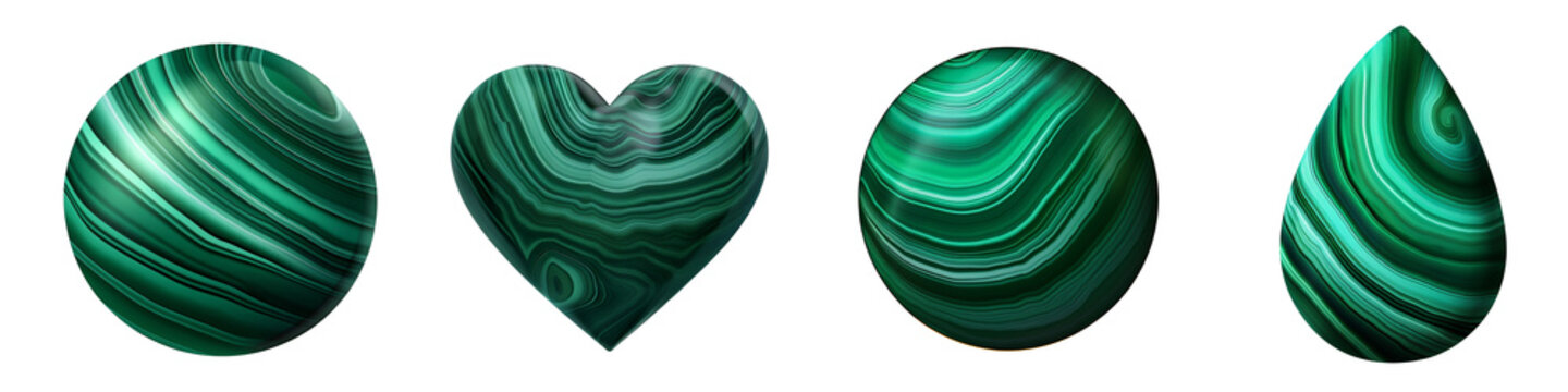 Dark Green Malachite Gemstone clipart collection, vector, icons isolated on transparent background