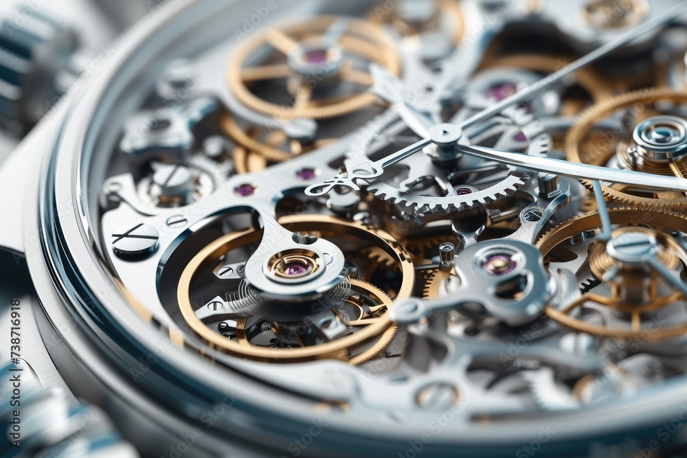 Aufkleber 3d, construct of a mechanical watches inner workings. generative ai.