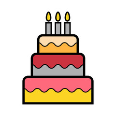Sweet cake icon, bakery dessert food symbol, happy birthday day graphic vector illustration