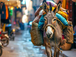 Deurstickers overloaded donkey © Comofoto