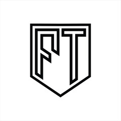 FT Letter Logo monogram shield geometric line inside shield isolated style design