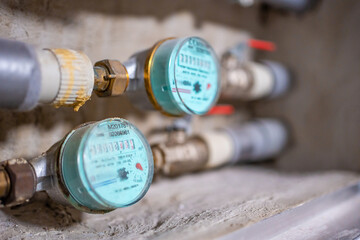 Water meters of cold and hot water in real apartments in Europe