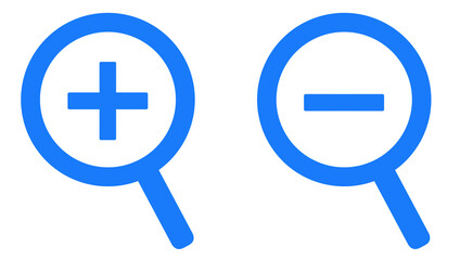 青色｜拡大と縮小の虫眼鏡アイコン