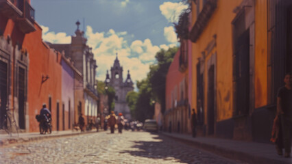 Fototapeta na wymiar colorful facades of San Cristobal de las Casas in Chiapas, Mexico