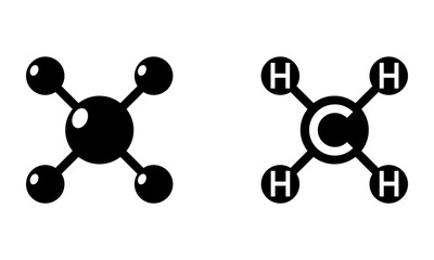 methane atomic molecule structure icon vector - obrazy, fototapety, plakaty