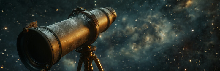 telescope looking up at space with stars and planets astronomy - obrazy, fototapety, plakaty
