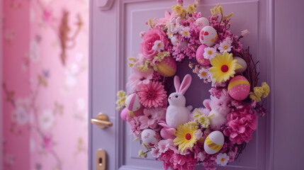 
"Easter Bunny's Door Delights: Egg-citing Decorations for Spring!"