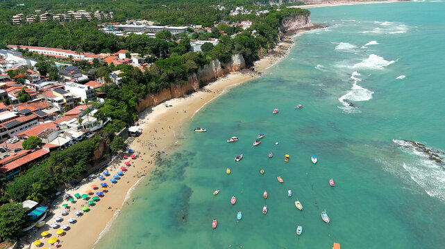 Praia da Pipa (Pipa Beach), Brazil. Praia de Pipa is an idyllic beach destination on Brazil's north-eastern coast, featuring beautiful beaches, dramatic cliffs, rainforest, and sparkling waters.