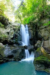 初夏の鮎屋の滝　淡路島　兵庫県洲本市　Aiya Falls in early summer. Awaji Island. Hyogo Pref, Sumoto city.
